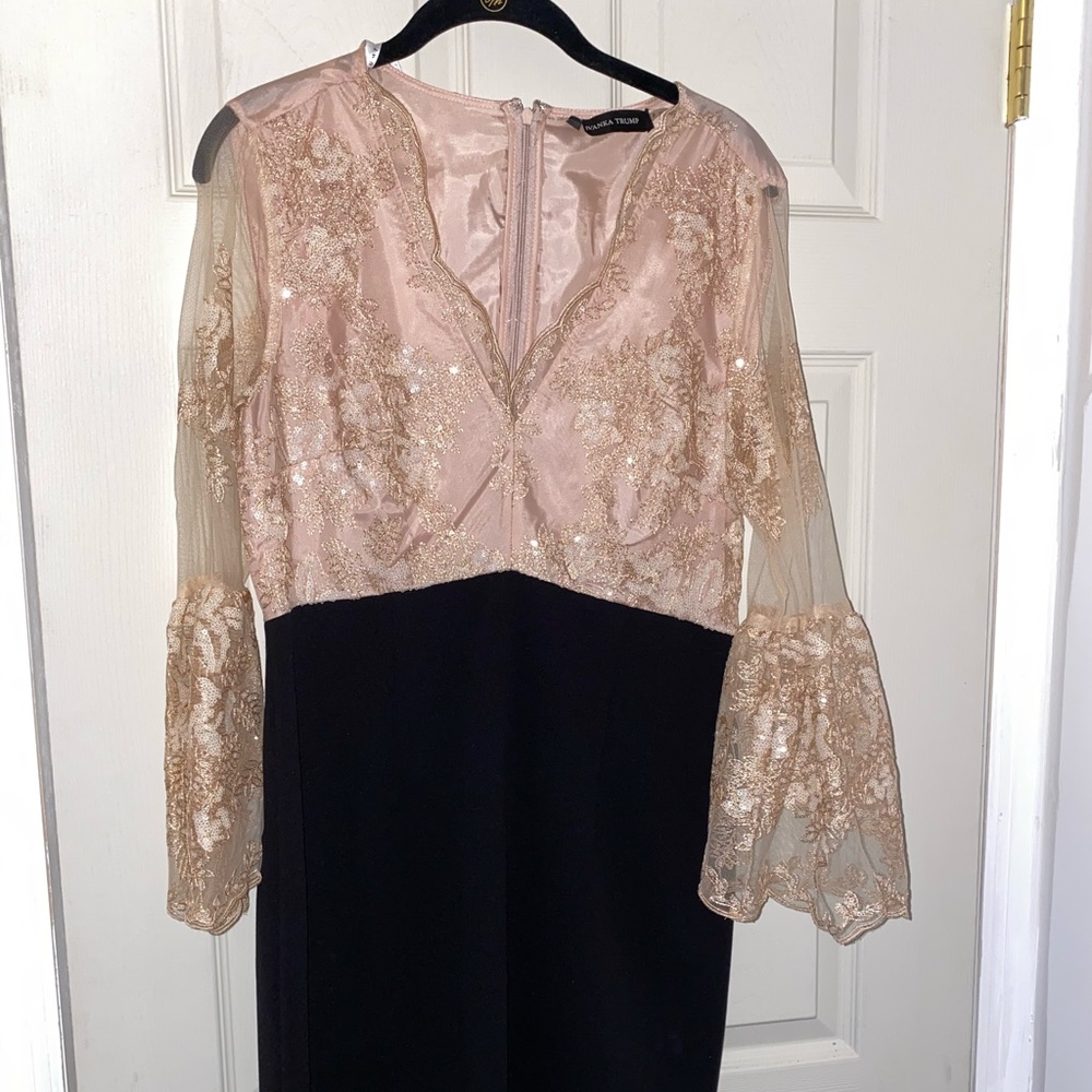 Classy Ivanka Trump appliqué lace dress
